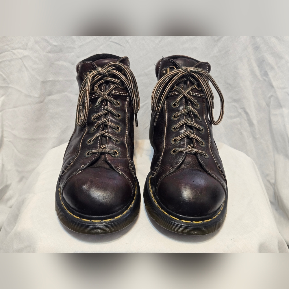Dr.Martens Boots Womens 11 Mens 10Leather Lace Up Big Stitch Chunky Vintage 8A54 - Picture 3 of 10